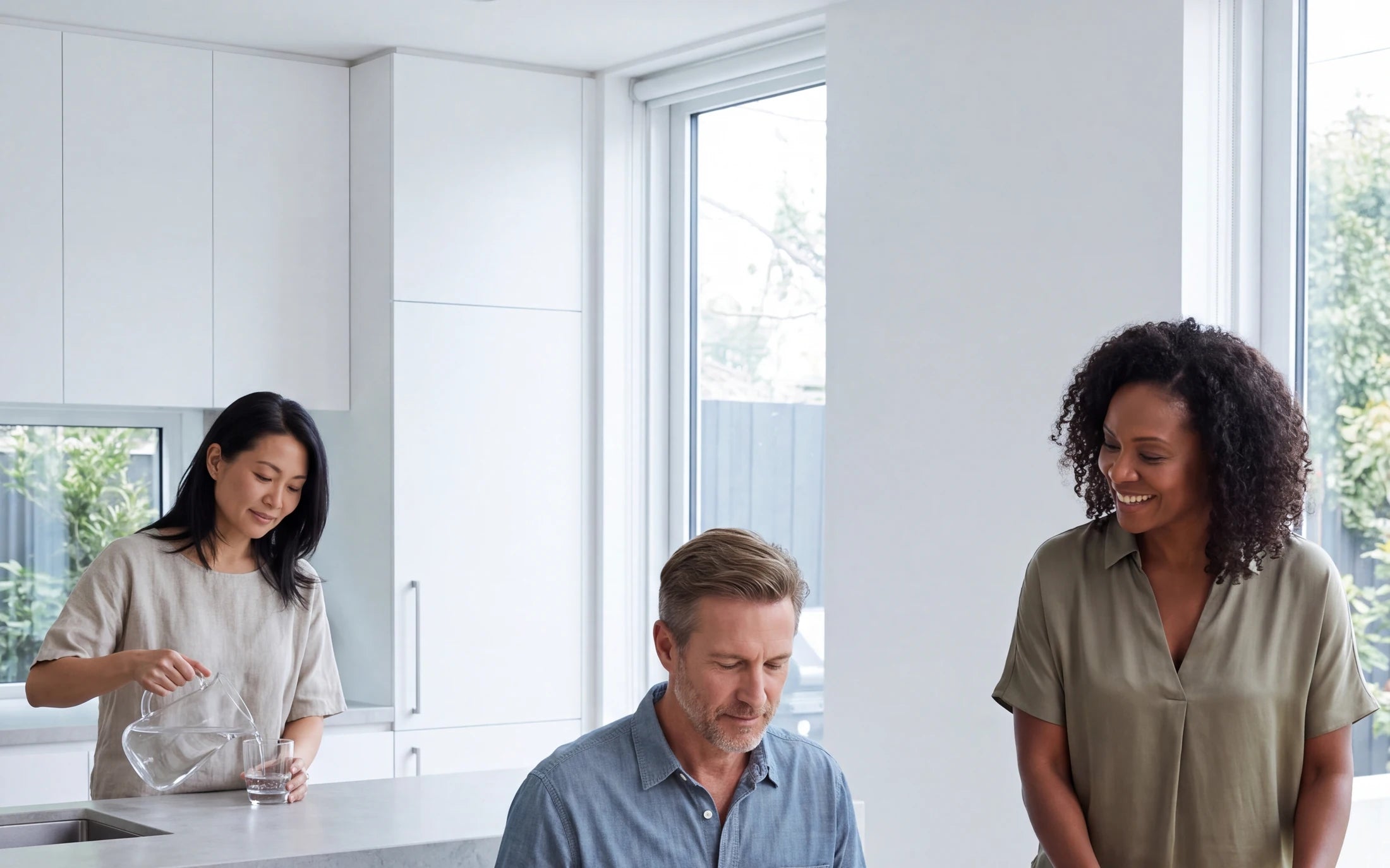 Adults sharing a calm daily botanical routine at home