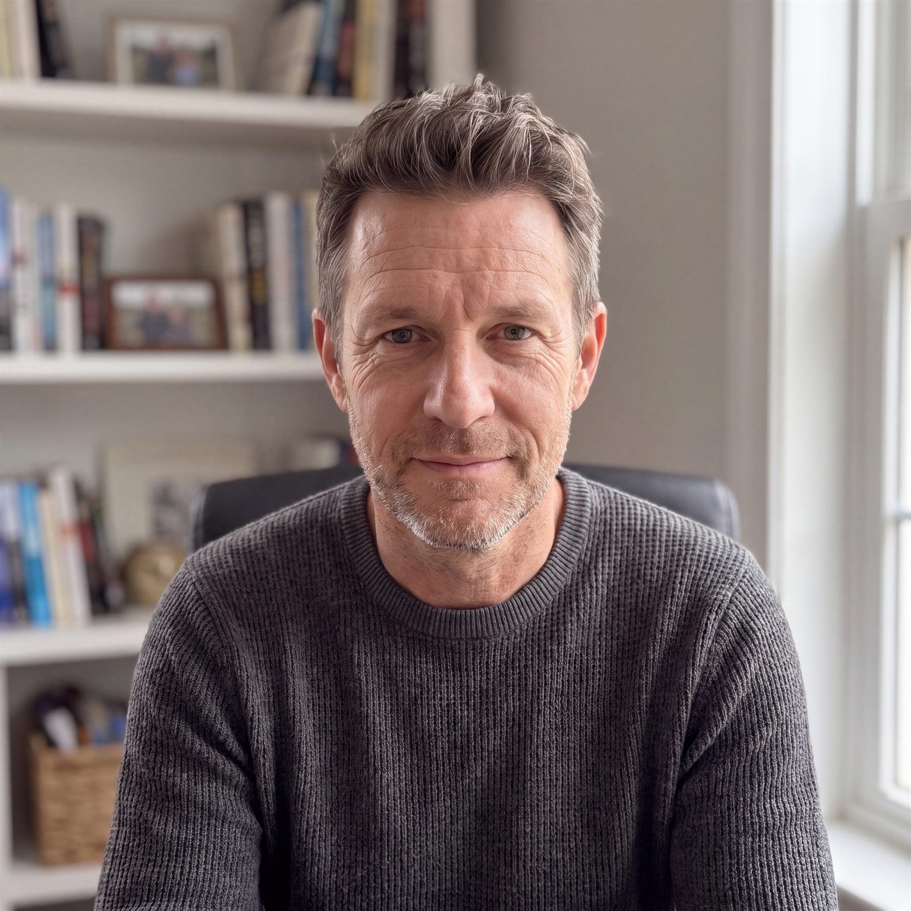 Editorial portrait of a man in a home office